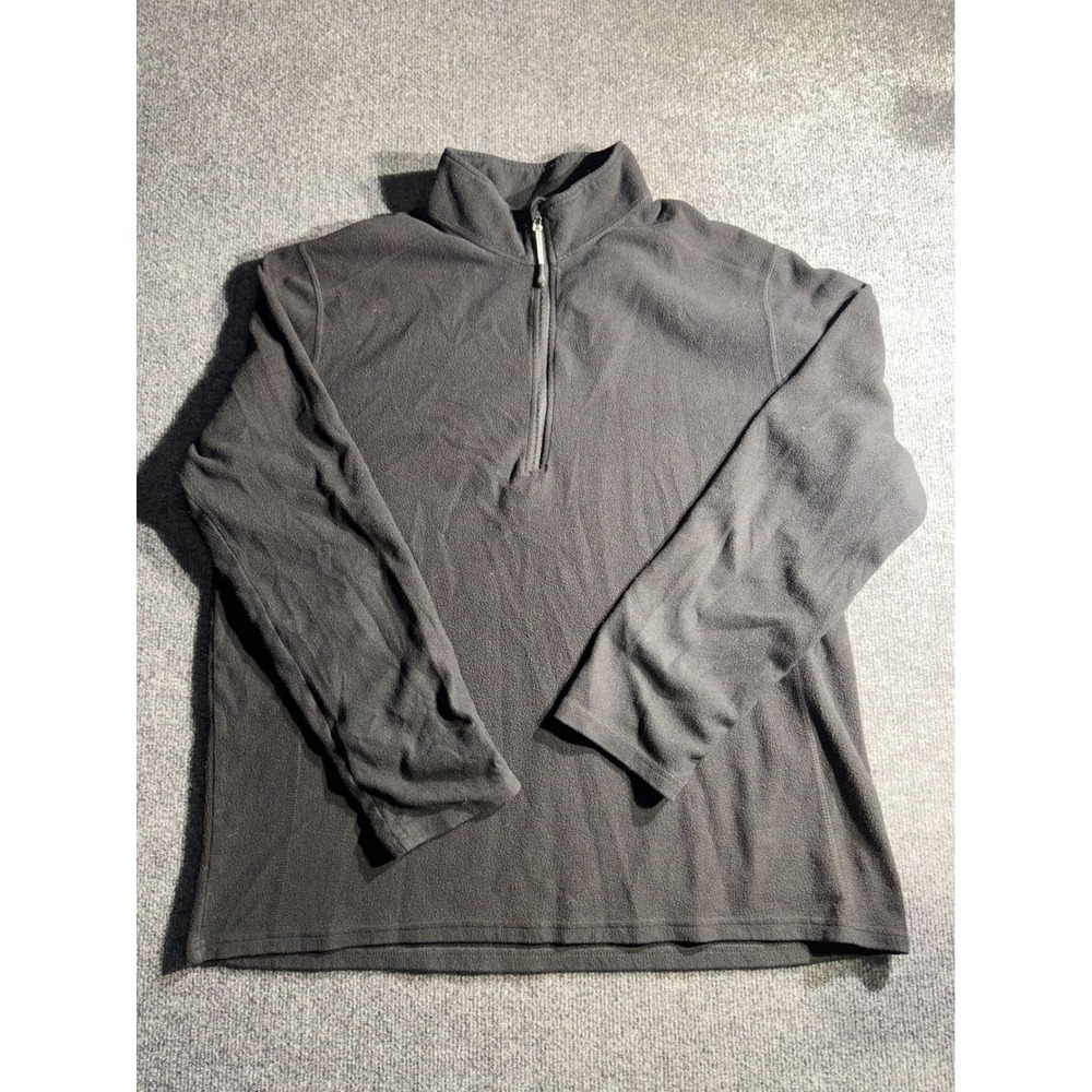 Magellan Outdoors Mens Black Quarter‎ Zip Fleece Pullover Sweater Size Large